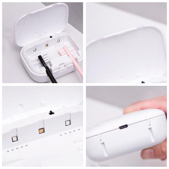 Держатель для зубных щеток УФ-дезинфицирующее средство Без перфоратора Настенный противоскользящий USB-аккумулятор для путешествий и дома Чехол для чистки зубных щеток для всех электрических и ручных устройств