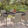 VidaXL Garden Table Glass Top Grey 190x90x75cm Woven Resin, Garden Furniture, Outdoor Furniture, Table, 319904