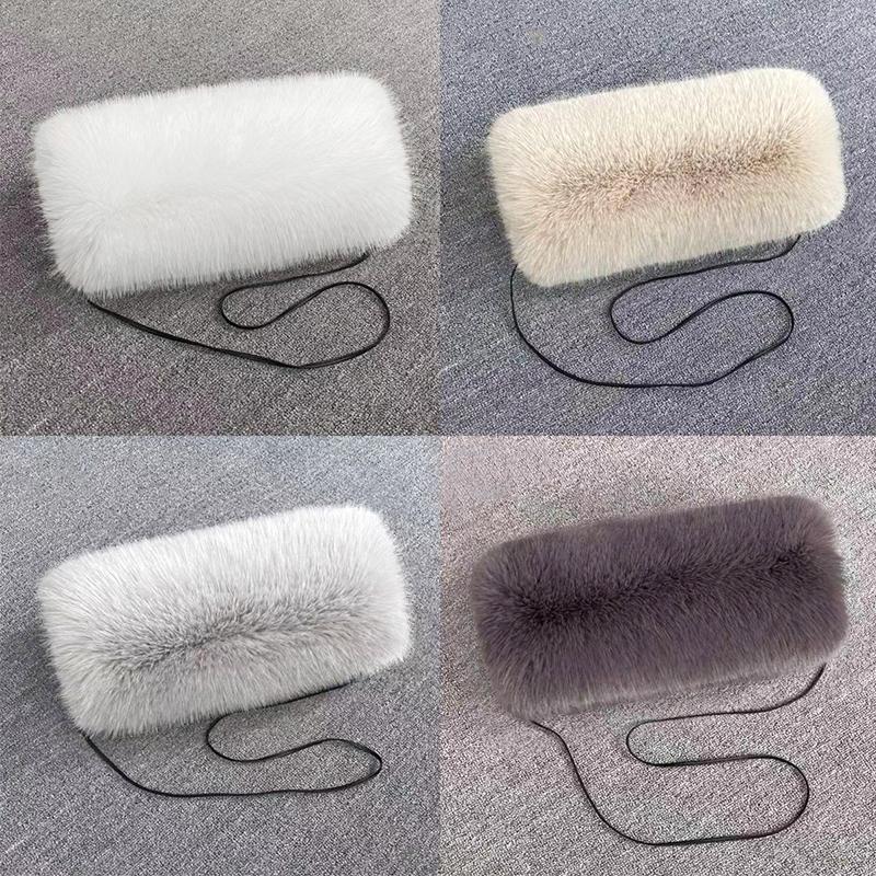 1Pc Keep Warm Two-Sided Faux Fur Halter Thickening Plush Hand Warmer Double-deck Plush Fur