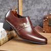 High Quality Leather Formal Dress Men's Loafers Pointed Toe Metal Tipped Handmade 5.8cm High Heels Man Wedding Party Shoes