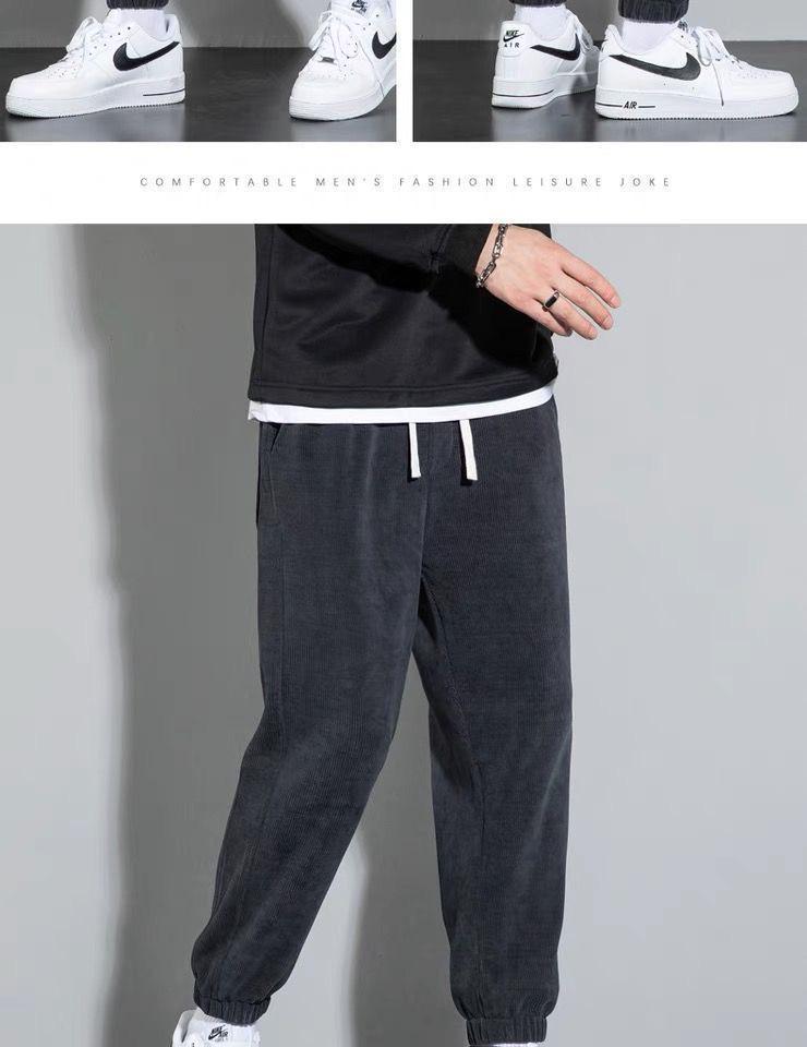 Corduroy-Velvet Men's Loose Drawstring Work Wear Pants 2024 - Casual, All-Match Sweatpants Trousers