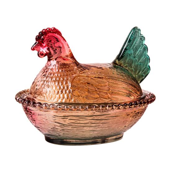 Стеклянная конфетница в форме курицы с крышкой, дизайн животного, блюдо для закусок, десертов, фруктов, салата, домашний декор для столешницы кухни