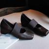 New Style Women's Retro Thick Heel Women Shoes Mary Jane Loafers Luxury Pumps Genuine Leather Sewn Square Heel Single Shoes
