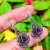 Natural Amethyst Gemstone Handmade 925 Sterling Silver Earring 1.97" K3p78