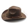 Artificial Suede Cowboy Hats Solid Color Jazz Knight Hats Vintage Grassland Country Hat  Spring