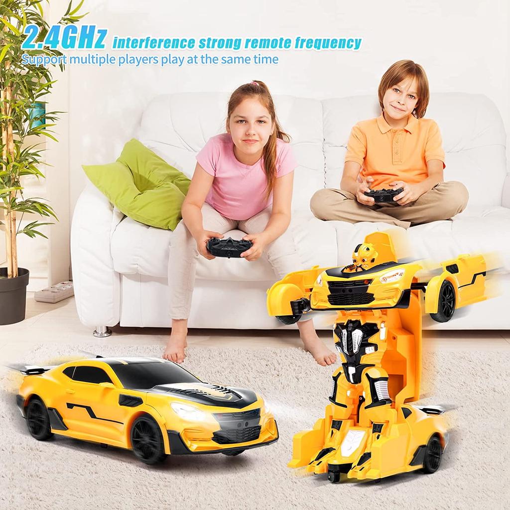 Remote Control Car Transform Toys,2.4G 1:12 Scale Transform Car Robot,One Button Transformation and 360 Rotation Drifting