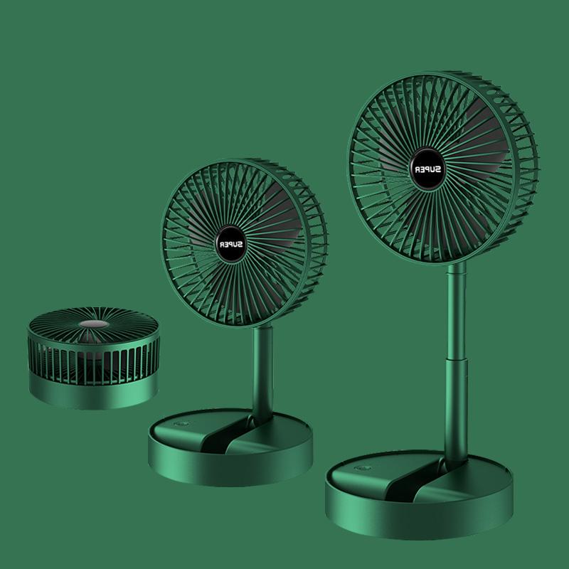Mini Portable Desk Fan Foldaway Table Fan USB Rechargeable Pedestal Standing Floor Fan Lightweight Telescopic Fan Adjustable Height Fan