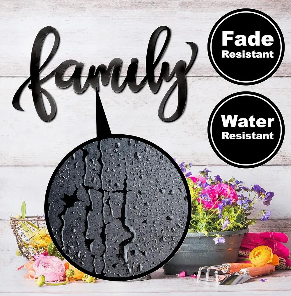 1pc Black Family Sign Heavy Iron Happy Family Wall Art Family Wall Sticker for Home Living Room/Home Decoration Hanging Wall Art