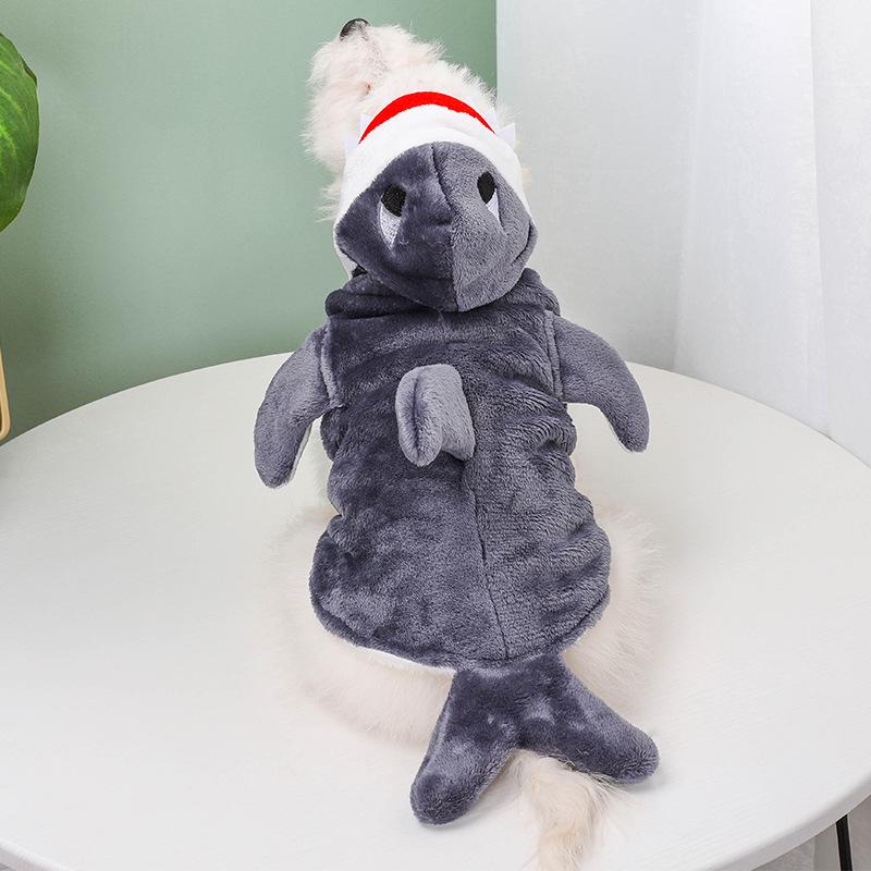 Three-Dimensional Shark Dog Costume for Halloween - Autumn/Winter Pet Apparel