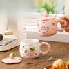 Cute Strawberry Mug Cartoon Fruit Ceramic Cup Large Capacity Water Cup High Value Girl Breakfast Cup Home Use