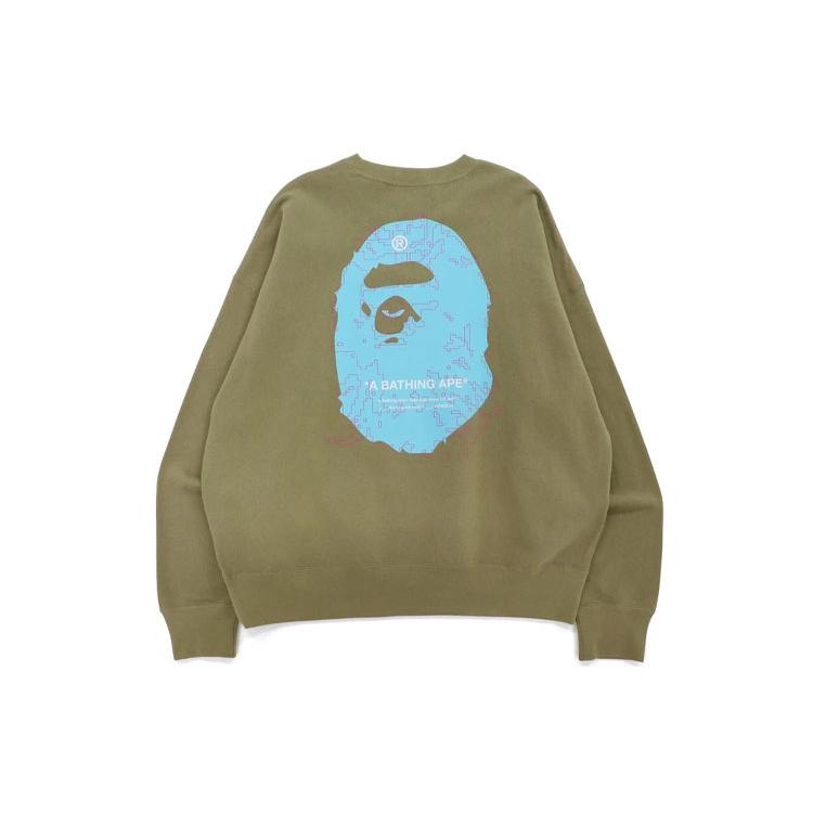 Bape Футболка с принтом Big Ape Head, цифровая мозаика, свободный крой, круглый вырез 1H70-113-006
