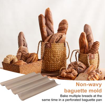 Форма для багета, антипригарная волнистая форма для багета, перфорированный противень для выпечки багета из итальянского хлеба на закваске