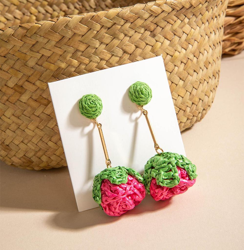 Серьги-подвески из свежей, нежной, красочной травы Лафита в виде плетеного цветка в стиле морского отпуска, универсальные, персонализированные серьги, ювелирные изделия