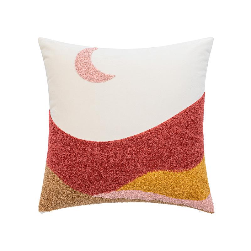 Cartoon Panda Embroidered Pillow Case Nordic Ins Style Living Room Sofa Cushion Decorative Waist Pillow Bedside Pillow