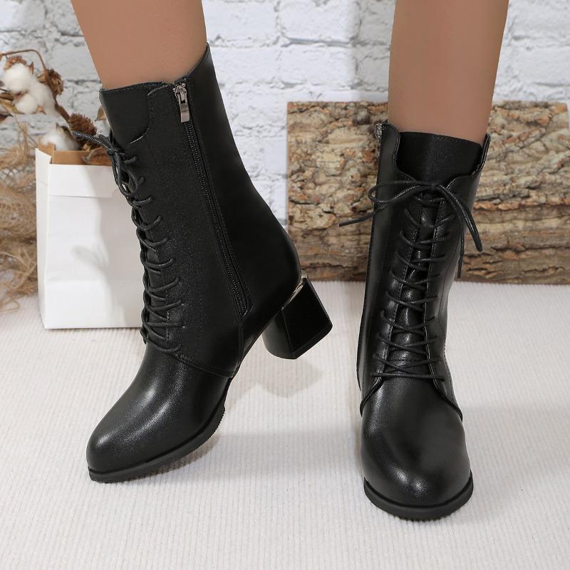 Ботинки челси с острым носком и средним каблуком, женская обувь на шнуровке и молнии 2024 года, новая модная повседневная женская обувь Zapatillas Mujer