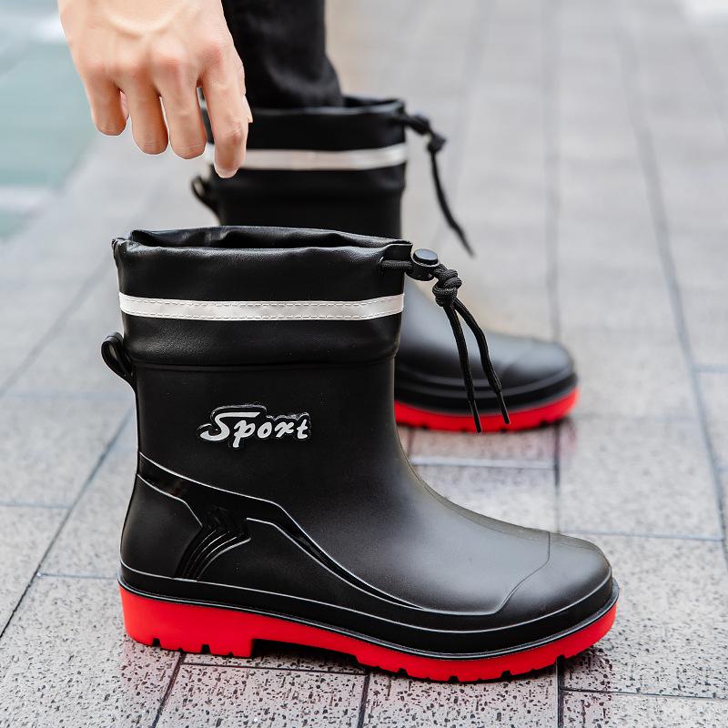 Men's Rain Shoes Short Non-slip Closed Rain Boots Velvet Water Boots Kitchen Work Water Shoes Short Rubber Shoes