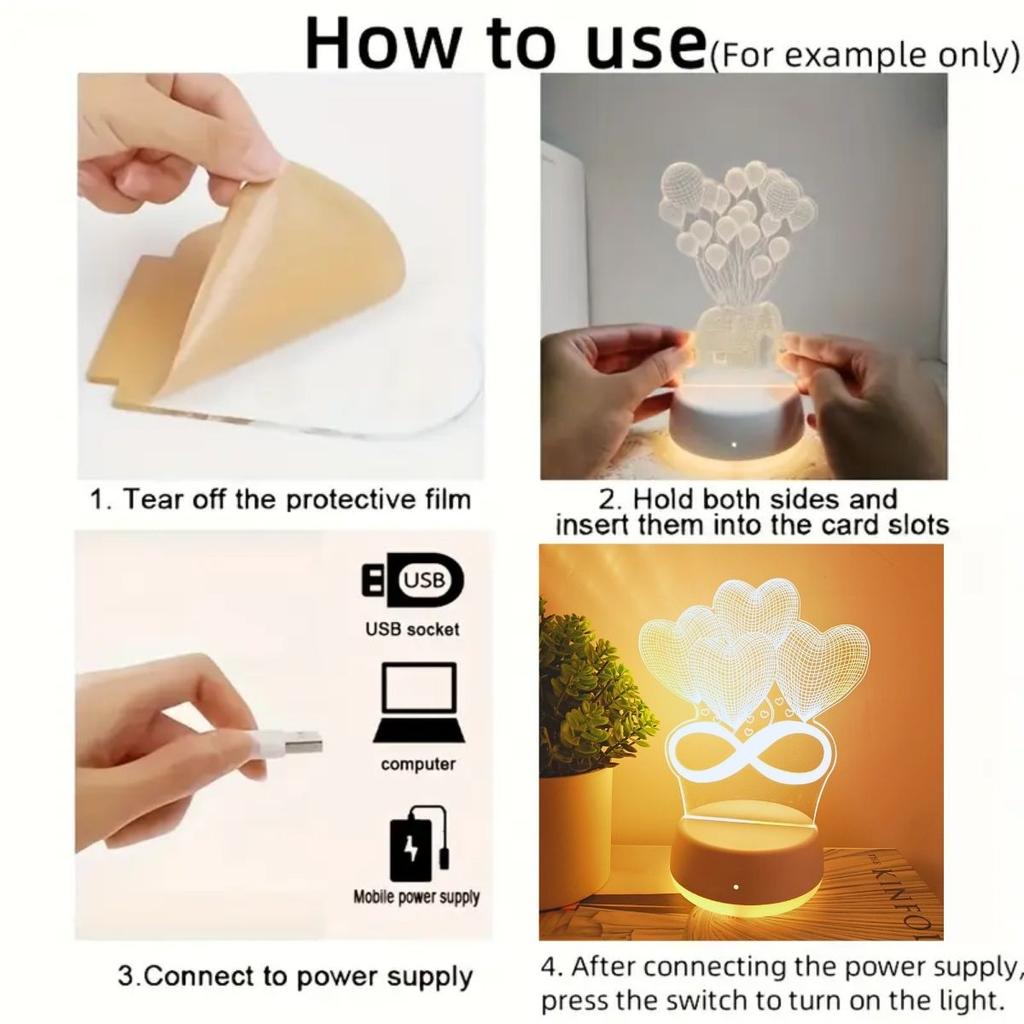 USB 3D ночник украшение спальни рождественское украшение необычное освещение светодиодный комнатный свет подарочный свет