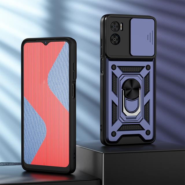 Противоударный защитный чехол для Motorola MOTO E22 E22i E13 4G, защита объектива слайд-камеры, магнитное кольцо-держатель, задняя крышка телефона для MOTO G53 G73 G13 G23