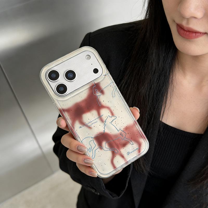 Модный корейский чехол Красная Лошадь для iPhone 17 Pro Max Air 2026 к Новому году 16 Pro