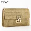 Соломенный конверт Вечерняя вечеринка Сумочка Мода Женщины Плетеный узор Золотой клатч Сумки-мессенджеры Дамский кошелек для ежедневных поездок Сумки