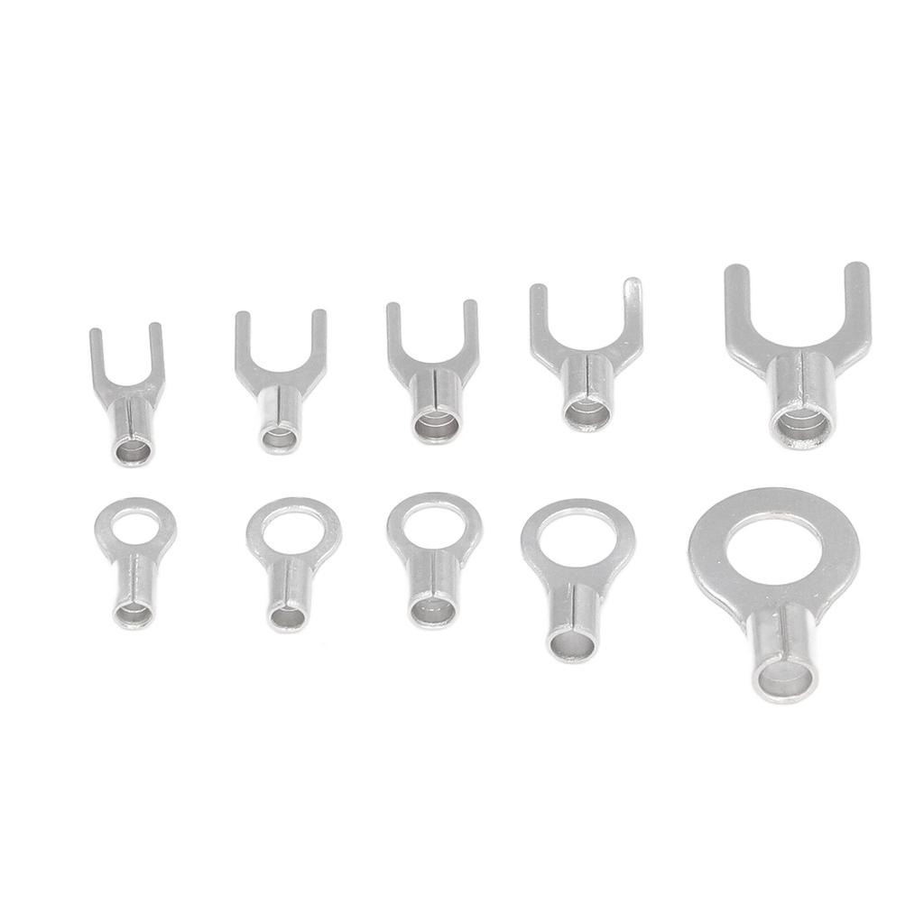 320Pcs Ring Terminal Fork Connector Kit Non Insulated Wire Lugs Battery Cable Terminals Electric Copper Crimp Fork Round