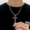 Stainless Steel Irregular Thorn Rose Love Cross Necklace Unique Sweater Chain High-End Fashion Accessory