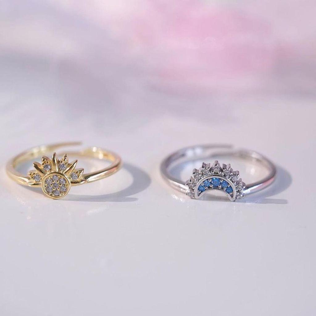 Набор колец, ожерелья и браслета «Солнце и Луна» с бриллиантами, которые можно носить вместе - Европейский и Американский стиль