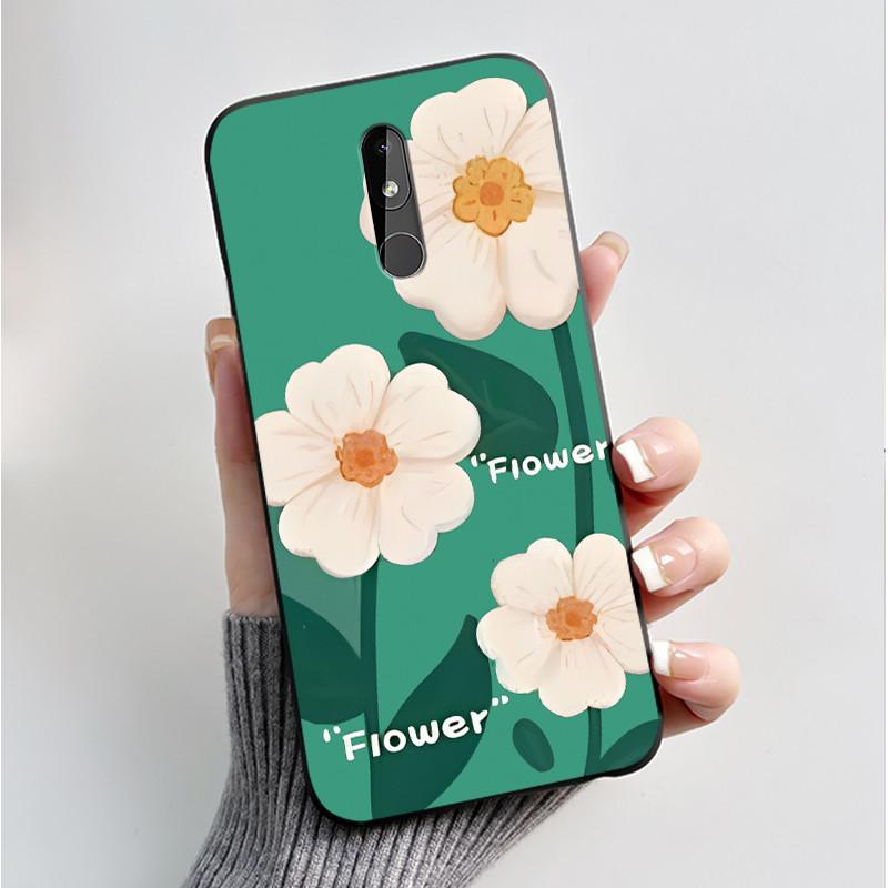 Printing Pattern Case For Nokia 3.2 / Nokia 3 / Nokia 3.1 Capa Coque Soft Silicone Black Shell Cover Cute Flower Cartoon Casing