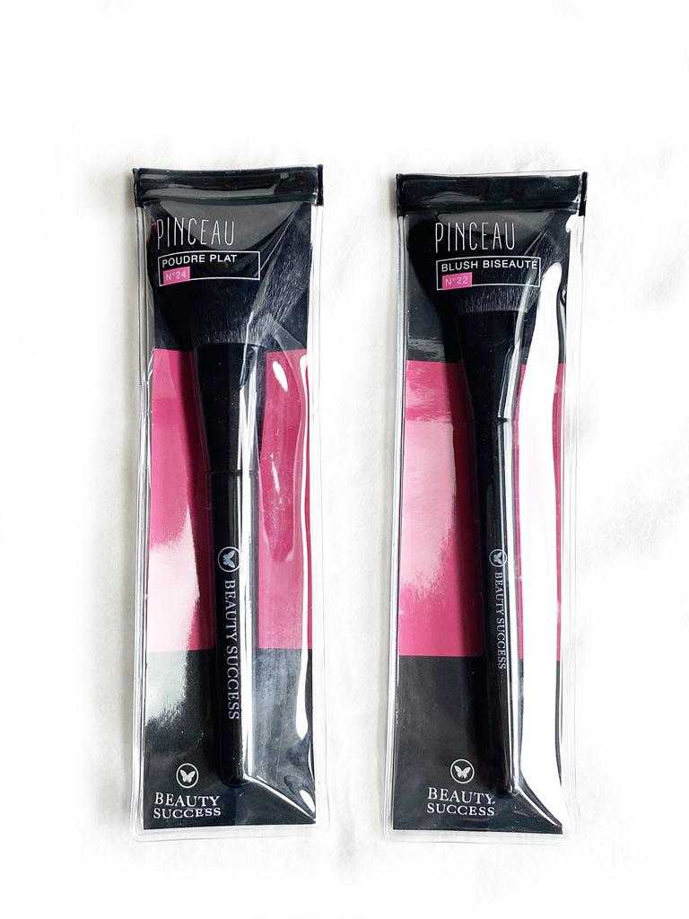 Beauty Success Makeup Brushes Set - Natural Bristles Flat Round Powder Angled Blusher Contour Cometics Brushes Tools