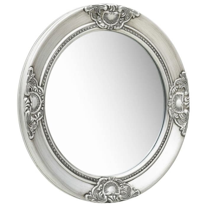 VidaXL Wall Mirror Baroque Style 50 Cm Silver 320346