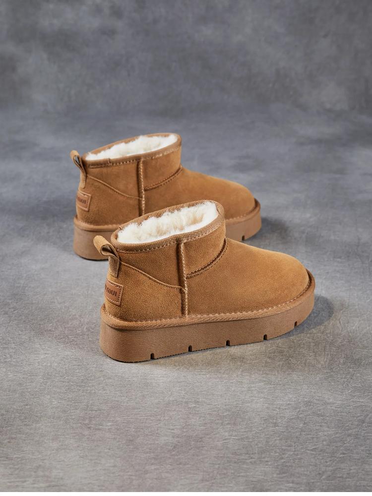 Johnature Замшевые женские короткие ботинки на толстой подошве, зимние, универсальные, с толстым плюшем, теплые, слипоны