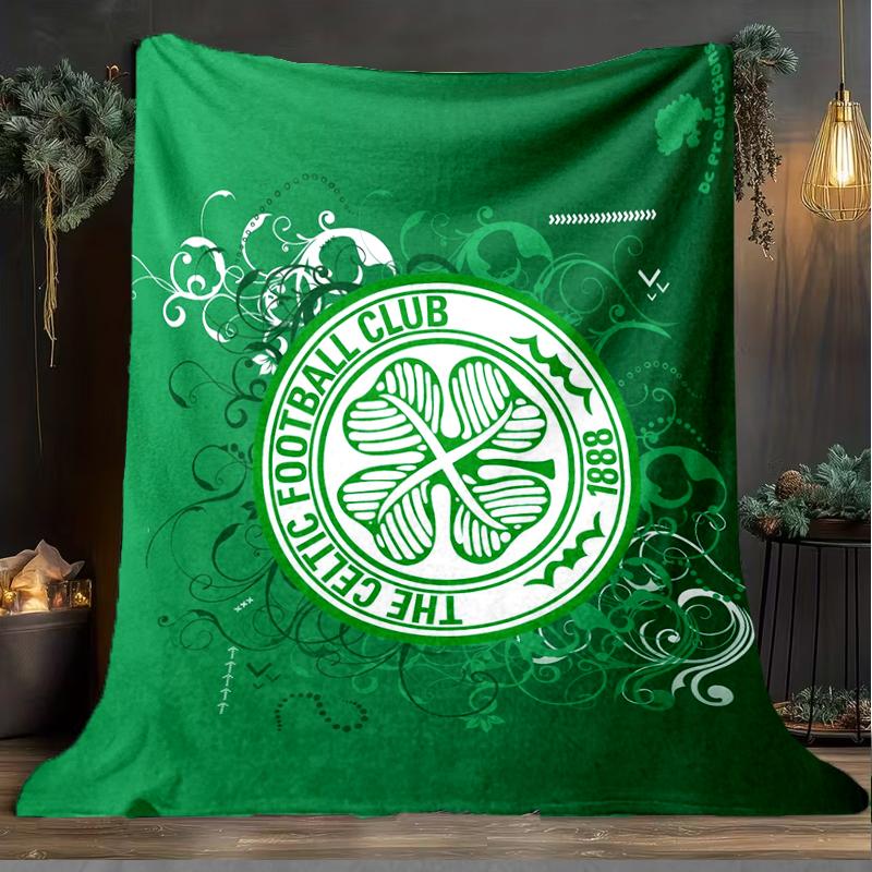 1PC Celtic Football Club Crest Printed Soft Flannel Blanket Throw for Adult Bedroom Living Room Sofa Camping Travel Fan gifts Christmas Gifts