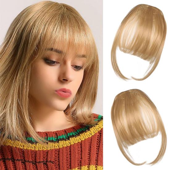 Women Clip-in Bangs Natural Wispy Forehead Hair Extensions Faux French Bangs Girls