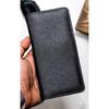 Unisex Leather Portfolio Card Holder Long Wallet with Phone Compartment Black
