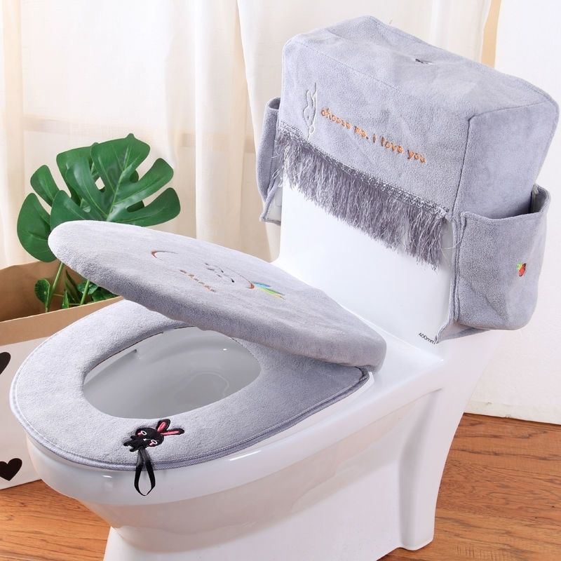 3 Pieces Suit Combination Toilet Seat Cushion Cover Four Seasons Bathroom Soft Toilet Seat Mat Accessories Bathroom Home