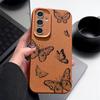 Чехол с текстурой кожи и принтом бабочки для Samsung Galaxy S24 FE S25 S23 S22 Ultra A16 A55 A15 A54 A35 A25 A56 5G Мягкий ТПУ чехол