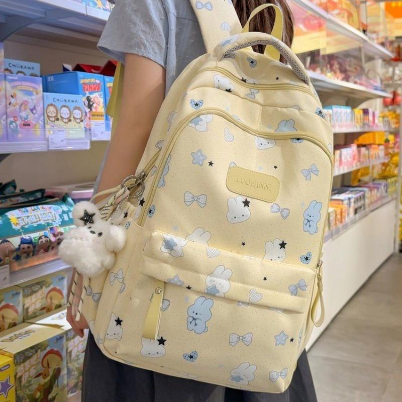 Schoolbag Korean version of small fresh schoolbag Japanese princess versatile cute rabbit printed backpack junior high school class backpack