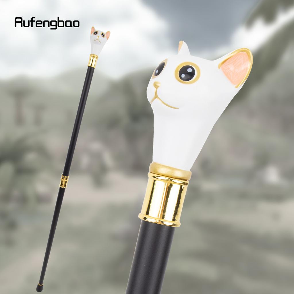 Трость для ходьбы «Котенок» белого золота с рисунком джентльмена, модная трость для ходьбы, трость для ходьбы с набалдашником 93 см