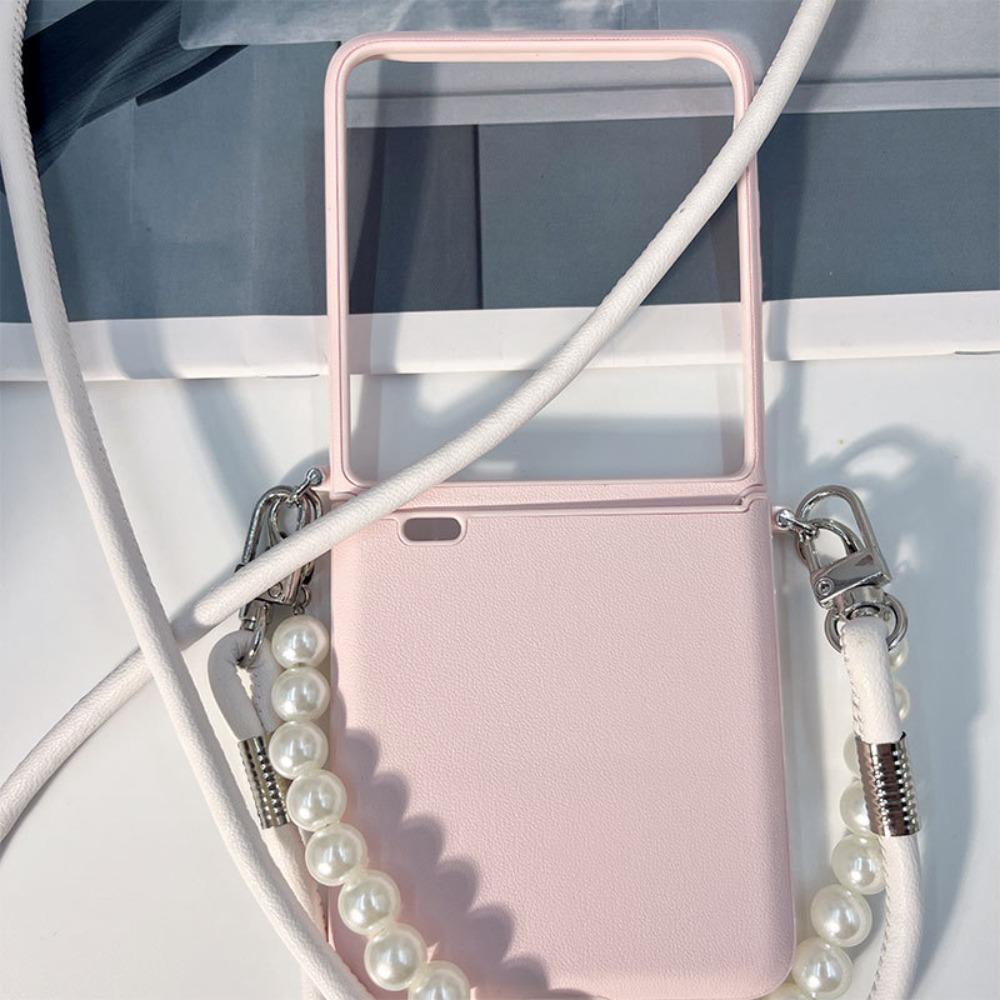 Чехол для телефона через плечо с ремешком на запястье из жемчужной цепочки и веревкой из искусственной кожи, защита шарниров, ультратонкий противоударный защитный чехол