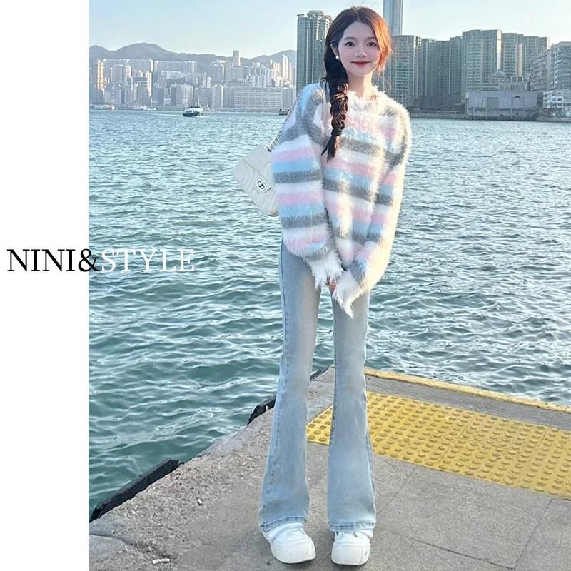 High-Waisted Light Blue Flared Jeans for Tall Women - Summer 2025 Slim-Fit Bell-Bottoms