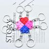 Набор разноцветных брелоков в форме сердца: Ручная сборка, съемные детали, аксессуары-строительные блоки в форме персикового сердца