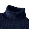 Men's Turtleneck Sweater Solid Color High Neck Pullover Knitted Sweaters Casual Elastic Sweatwear Mens Fall Winter