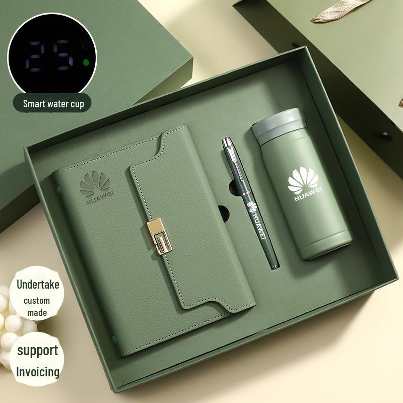 Элегантный подарочный набор из блокнота формата А6 из искусственной кожи и термоса с индивидуальным дизайном листов