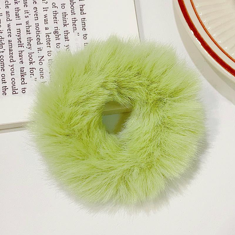 2 Pcs New Colorful Fluffy Hair Band for Women Girls Ponytail Holder Hair Tie Plush Scrunchie Rubber Band Fashion Hair Accessories