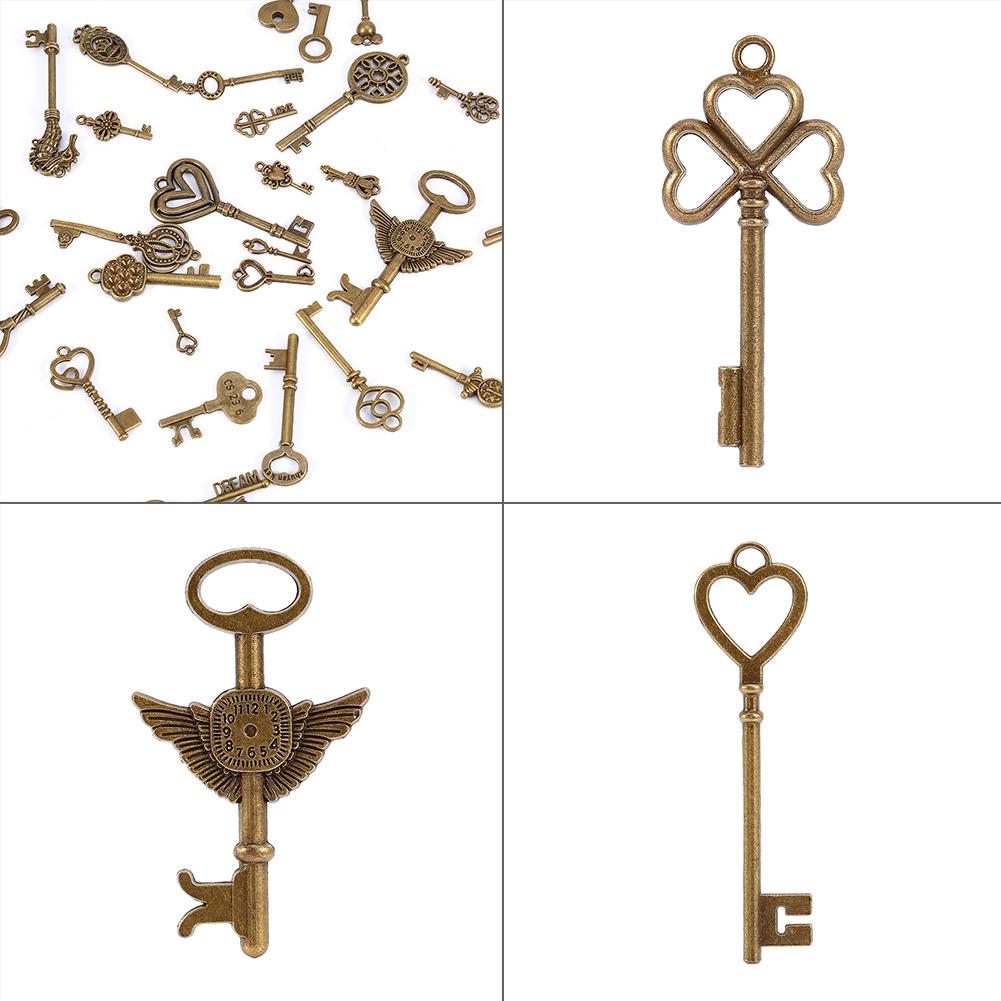 69pcs Assorted Antique Vintage Bronze Skeleton Keys Fancy Heart Bow Jewelry