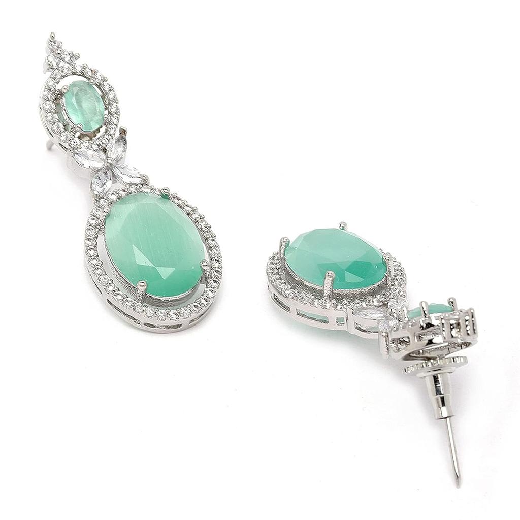 Оксидированные посеребренные серьги-капли овальной формы с американскими бриллиантами для девочек и женщин