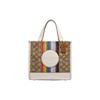 Сумка Dempsey Tote 22 с логотипом, украшенная радужной полосой, классическая ткань с монограммой, с кожаной сумкой-тоут, сумка для покупок, сумка через плечо, сумка на плечо, маленькая CJ576-SVOT8