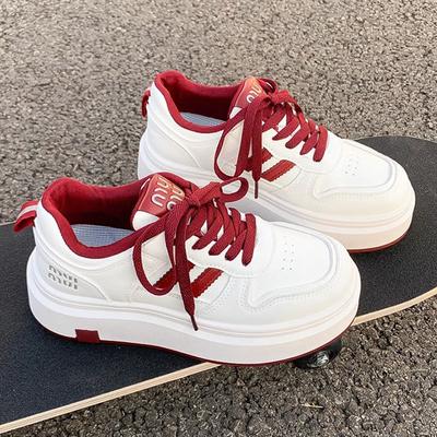 2025 Весна и Осень Новая Мода Универсальные Кожаные Кеды Женские Платформа Маффин Белые Туфли Спортивные Повседневные Модные Туфли Женские