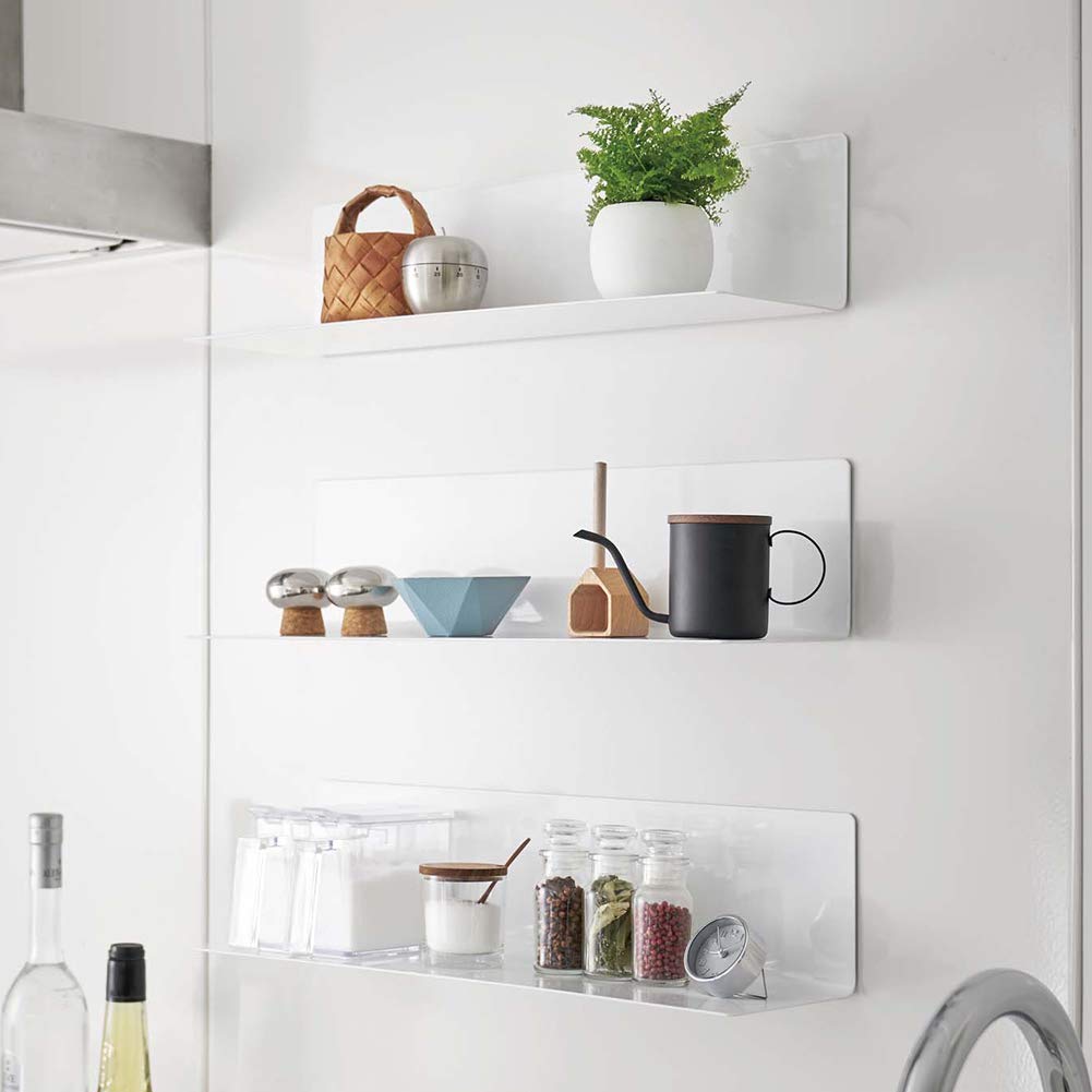 Yamazaki Магнитная кухонная полка Jitsugyo, широкая, белая, Ш50XГ14XВ12 см, декоративная полка для кухни, настенная полка 5078, прибл.