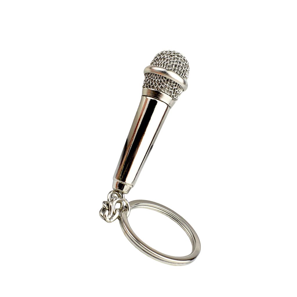 Microphone Pendant Keychain Simulation Mic Shaped Keyring Fashionable Bag Charm Stylish Accessory for Music Lovers